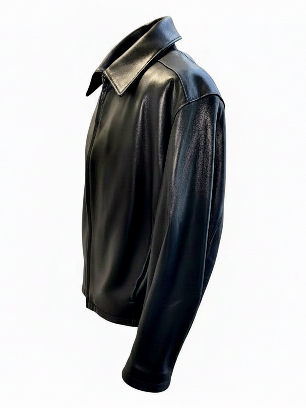 Marc New York Black Leather Bomber Jacket | Quilted Blue Lining | Large | NWT - Picture 4 of 16